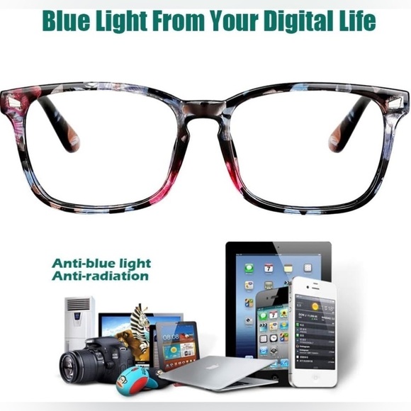Square Lens Glasses Women Mens Non-Prescription Eyeglasses Blue Blockers - Clear - Picture 6 of 8